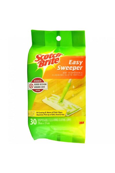 3M Scotch-Brite™ Easy Sweeper Dry Disposable Cleaning Cloth Refills (28 x 21 cm, Pack of 30)