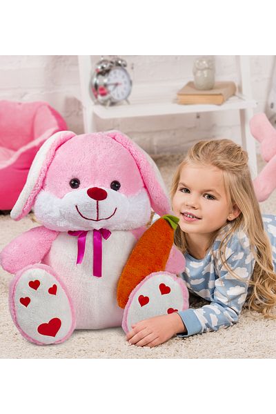 Özgüner Oyuncak Cute Rabbit, 80 cm Plush Rabbit Holding a Carrot in Its Hand
