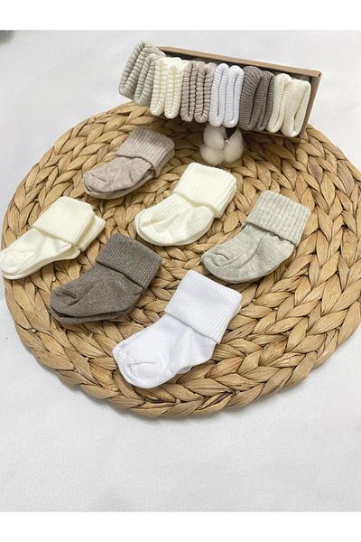kidszone 100% Cotton 6-Piece Boxed Various Colors Unisex Newborn Baby Socks