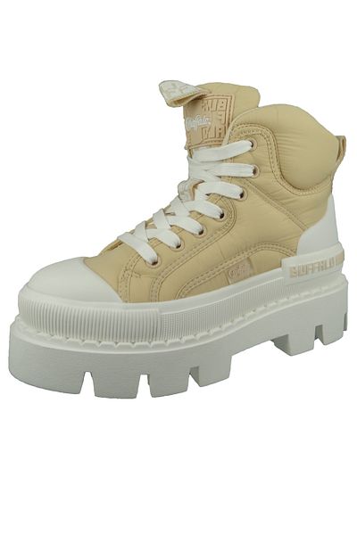 Buffalo Damen Mid Sneaker Raven Mid 1630797   Cremefarbenes Polyester, perfekte Passform und Memory-Schaum
