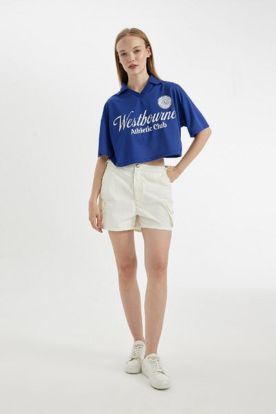 DeFacto Tricou cu mânecă scurtă imprimat cu guler polo supradimensionat Coool D4725AX24HS