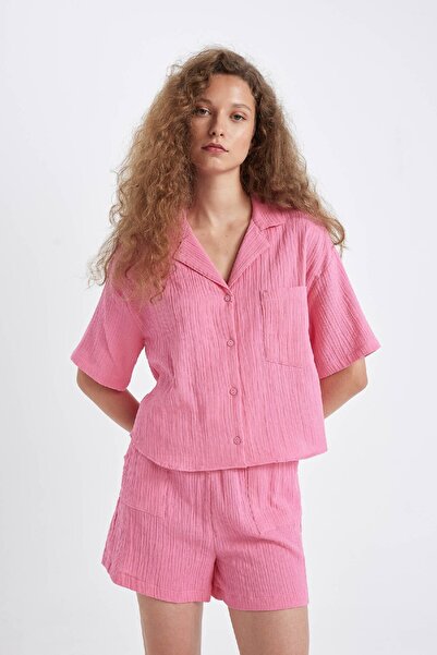 DeFacto Regular Fit Müslin Kısa Kollu Gömlek D5009ax24hs