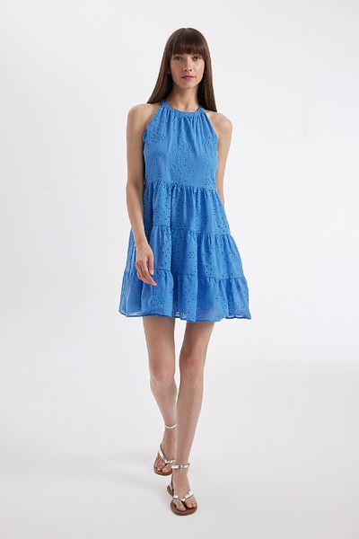 DeFacto Ärmelloses Minikleid in A-Linie mit Neckholder und Emblem D4400ax24hs