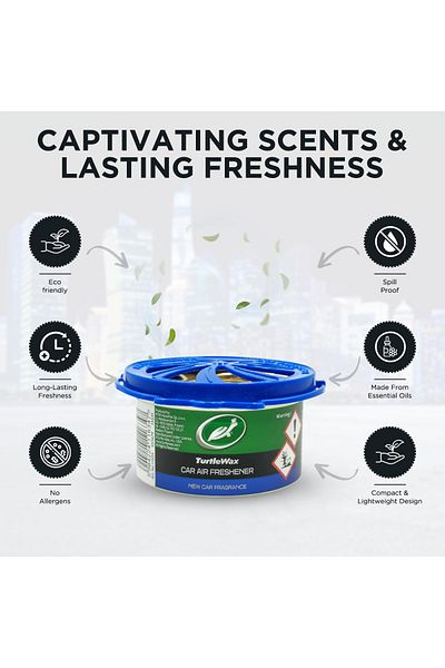 Turtle Wax Car Air Freshener New Car Fragrance 40g – Long Lasting, Spill Proof, Compact Design