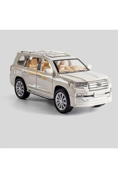 Generic Land-Cruiser Off-road Alloy Cars Model Die Cast Sound And Light Pull Back Vehicle For Kids (White)