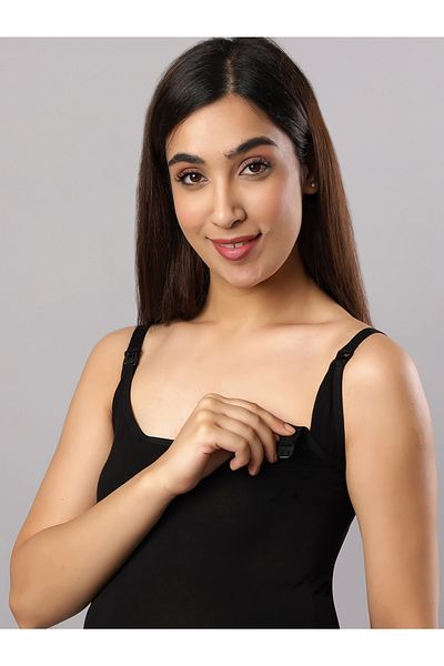 Tummy Pack of 2 Seemless Maternity & Nursing Feeding Support Vest - Black & Beige