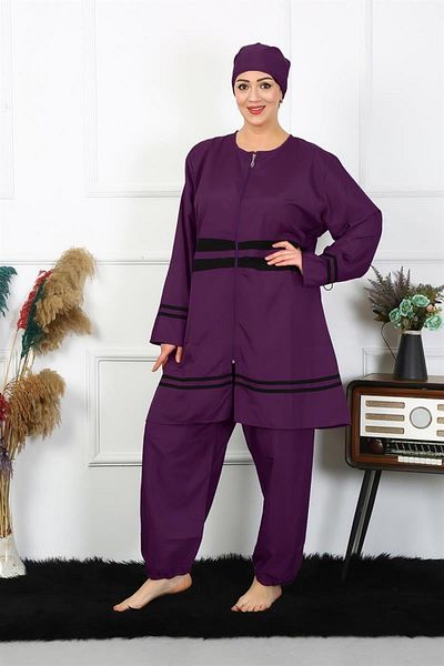 Celira Plus Size Hijab Swimsuit 60-62-64-66 Purple 55015