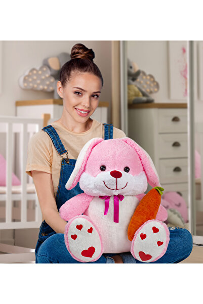 Özgüner Oyuncak 80 Cm Elinde Havuçlu Çocukların İçin En İyi Arkadaşı Peluş Tavşan