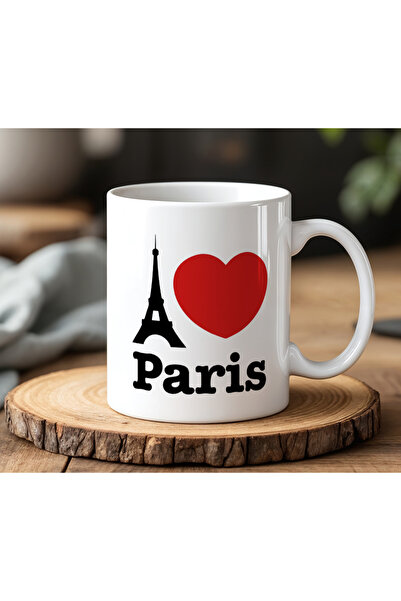 BB TRADE كوب مطبوع من السيراميك الأبيض بتصميم I Love Paris سعة 330 مل