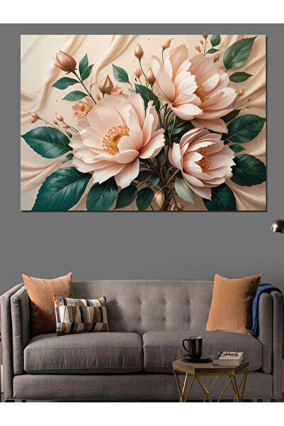 KanvasSepeti Flori albe pastelate Pictură decorativă în ulei Pânză texturată ...