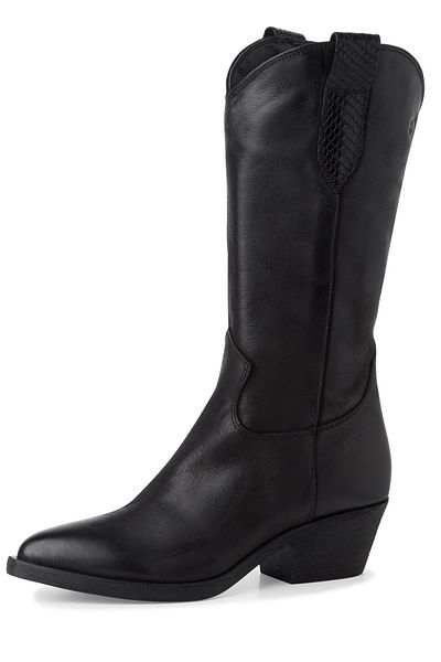 Tamaris Damen Cowboystiefel Western 1-25706-43 Schwarz 008 Black Nubuc Leder mit TOUCH-IT