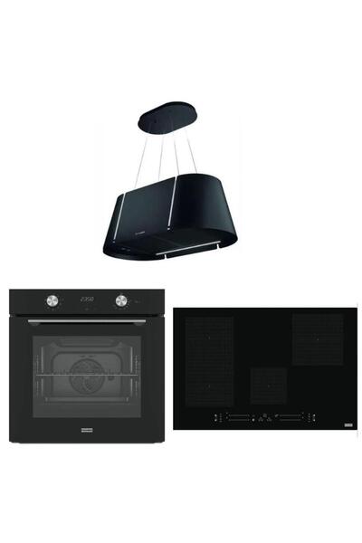 Franke Siyah Ankastre Set (BEAT XL BK MATT F80 Ada Tipi Davlumbaz FMA 804 I F Bk İndüksiyonlu Ocak -