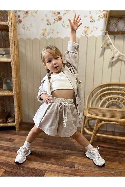 Balerinikizler Baby&Kids Linen Unisex Shorts with Pockets