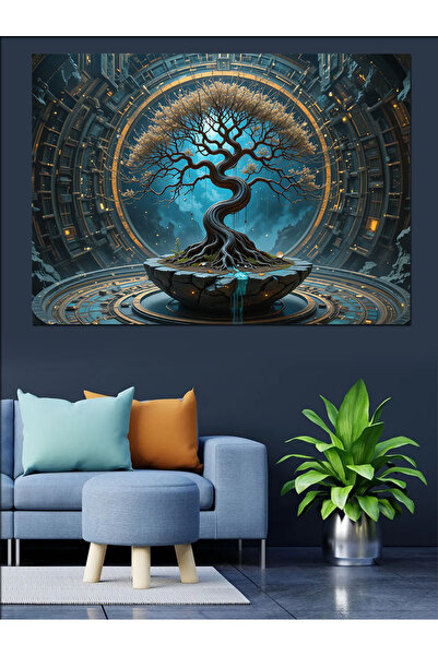 ekart Zaman Döngüsü Ağacı Dekoratif Kanvas - Mdf Ahşap Tablo