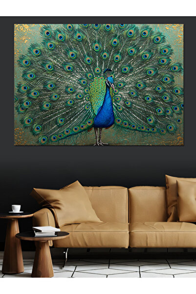 ekart Görkemli Tavuskuşu Kuyruğu Dekoratif Kanvas - Mdf Ahşap Tablo