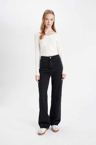 DeFacto High Waist 90s Wide Leg Jeans Kalhoty D4315ax24au