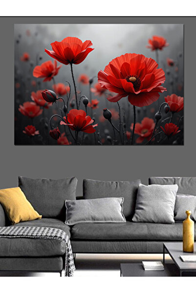 ekart Pânză decorativă Red Poppy Field - Lemn MDF