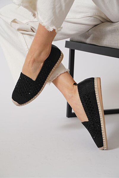 BİLENER Balerini cu espadrille din piatră de paie pentru femei Green Mod 312