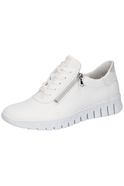 Waldläufer Damen Low Sneaker H-Birdy 916001-303 Weiß 663 weiß silber Leder mit EVA & herausnehmbar