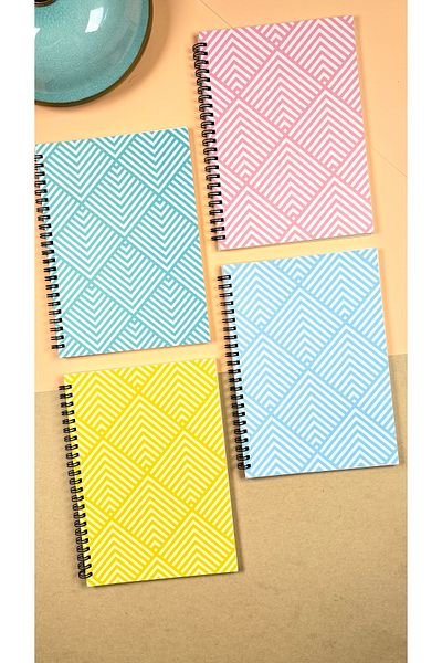 Apeirona 4-piece Checked School Notebook Set - A5 - 90 Pages