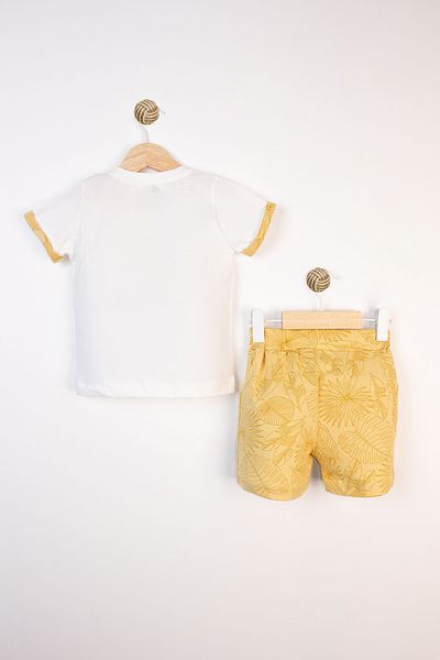 Miniworld Summer Printed Tropical Leaf Pattern Lace-Up Cotton Daily Comfortable Baby Boy Suit