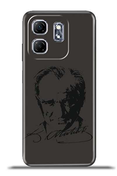 cupcase Infinix Hot 50i / Smart 9 Uyumlu Kılıf Esnek Kapak Kamera Korumalı Kalıcı Baskı - Atatürk Portre