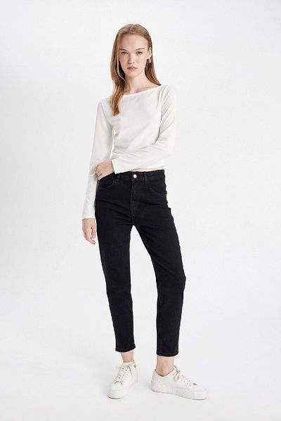DeFacto High Waist Comfortable Fit - Lightweight Narrow Leg Ankle Length Jeans D4305Ax24Au