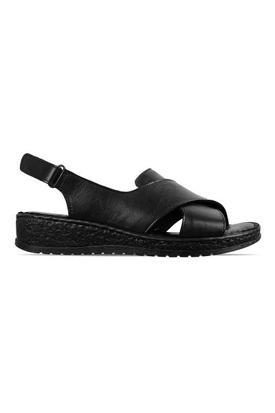 Lal Shoes & Bags Sentence Γυναικεία Γνήσιο Δέρμα Ορθοπεδικά Σανδάλια με χαμηλό τακούνι-μαύρο