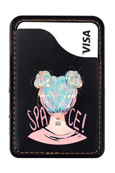 cupcase حامل بطاقات جلدي بشريط 3M لهاتف Apple Iphone 11 12 13 Mini Pro Max - Alien Girl