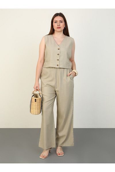 ALİA Mink Alia Large Size Set with Linen Vest