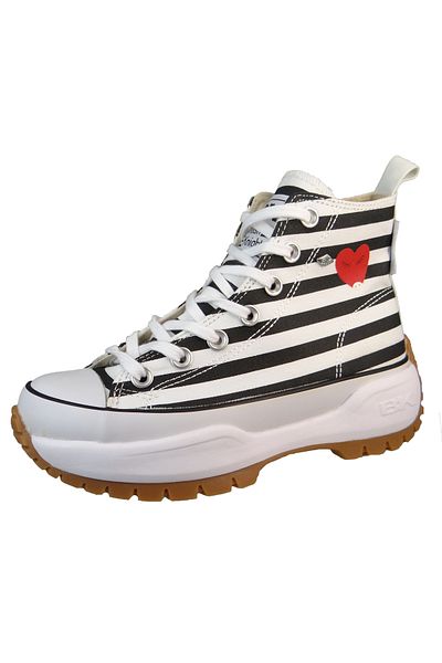 British Knights Damen High Sneaker Kaya Mid Fly High Top B51-3712 Weiß 01 White/Black/Heart Textil