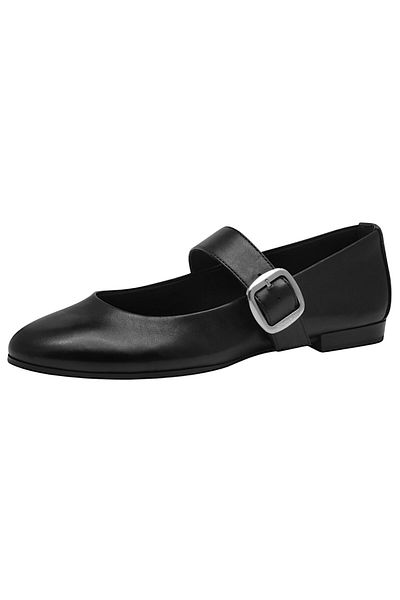 Tamaris Damen Klassische Ballerina 1-22147-44 Schwarz 001 Black Leder/synthetik Mit Touch-it