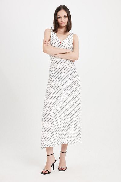 DeFacto Maxi Φόρεμα με ριγέ V-Neck - Maroken Strap D4337axbk27