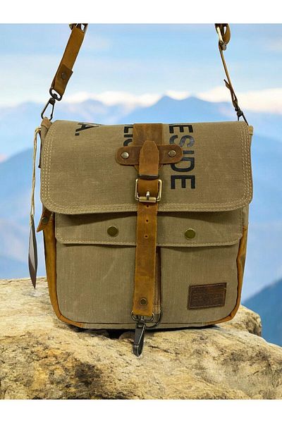 Old Cotton Unisex Vintage Printed Waterproof Postman Shoulder Bag - 29 cm x 30 cm
