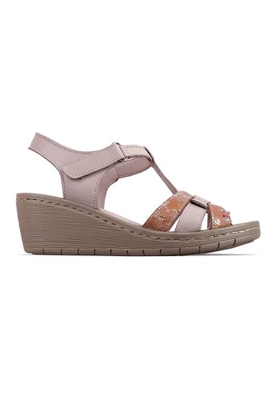 Lal Shoes & Bags Sandale cu toc pentru femei, din piele naturală, cu dungi cu velcro-VISION