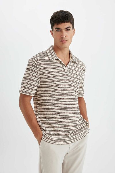 DeFacto Pletené polo triko – Regular Fit, krátký rukáv D4818AX24SM