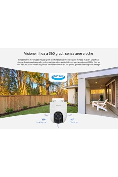 EZVIZ كاميرا مراقبة H8C، كاميرا خارجية بدقة 1080 بكسل مزودة بخاصية WiFi مع نظام دفاع نشط، وكشف حركة الإنسان بالذكاء الاصطناعي