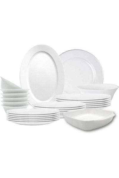 Melrich 36 Pcs Opal ware Dinner set Dishwasher safe Microwave safe Freezer safe