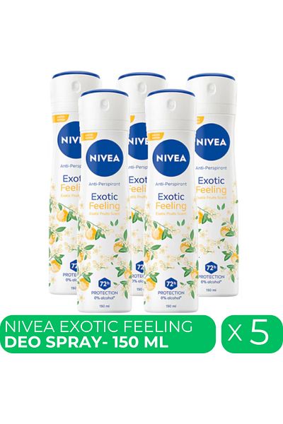 NIVEA Exotic Feeling, deodorant spray for women, 5 pcs x 150 ml