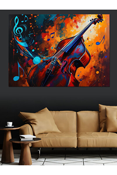 ekart Müzikli Renkli çello Dekoratif Kanvas - Mdf Ahşap Tablo