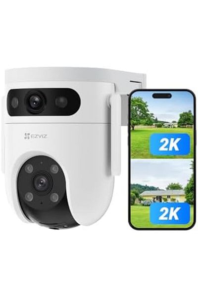 EZVIZ كاميرا خارجية 2K+2K بعدسة مزدوجة 360 درجة، إمالة وتتبع ذكي تلقائي، شكل الإنسان/المركبة D