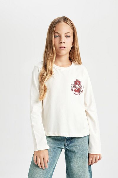 DeFacto Girl's Crew Neck Printed Long Sleeve T-Shirt D4270A824Wn