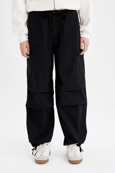 DeFacto Coool Parachute Poplin Pants Basic Straight Pocket Elastic Waist A6266Ax24Au