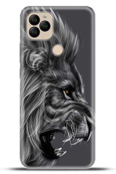 General Mobile جراب Gm 22 Plus غطاء سيليكون مرن بتصميم خاص بنمط 4K - أسد أسود