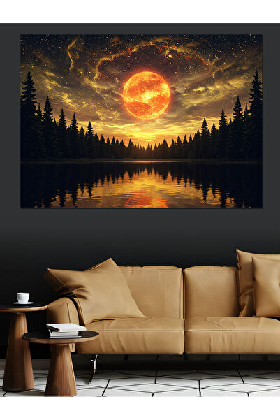 ekart Pânză decorativă Dark Lake Sunset - Lemn MDF