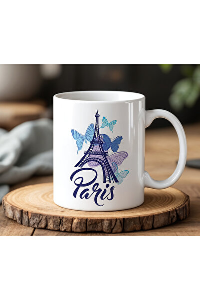 BB TRADE Paris Designed White Ceramic Printed Mug Cup 330ml
