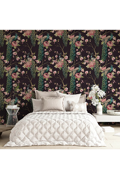 dreamwall Egzotik Tavus Kuşu Desenli Kadifemsi Duvar Kumaşı