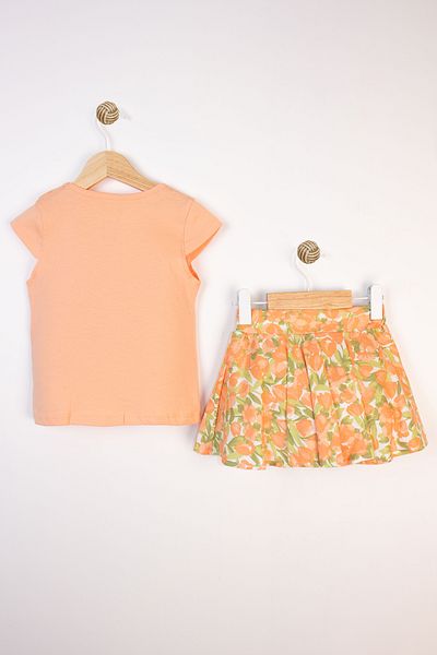 Miniworld Summer Printed Short Sleeve Floral Pattern Pleated Cotton Comfortable Casual Baby Girl Suit