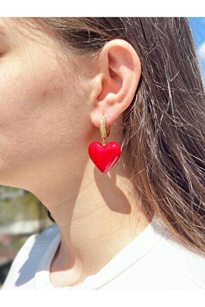 MAVİCAM TAKI TASARIM Cam Kalp Küpe