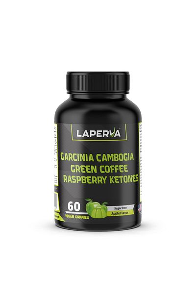 Laperva Garcinia Cambogia Green Coffee Raspberry Ketones, Apple, 60 Veggie Gummies, Sugar Free